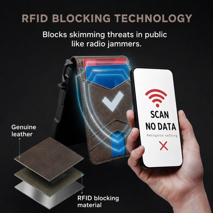 Slim RFID Blocking Wallet for Men Rolls Cart