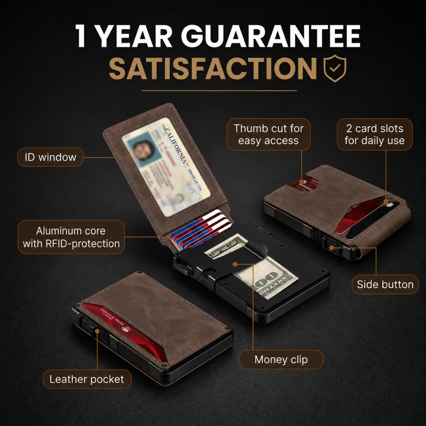 Slim RFID Blocking Wallet for Men Rolls Cart